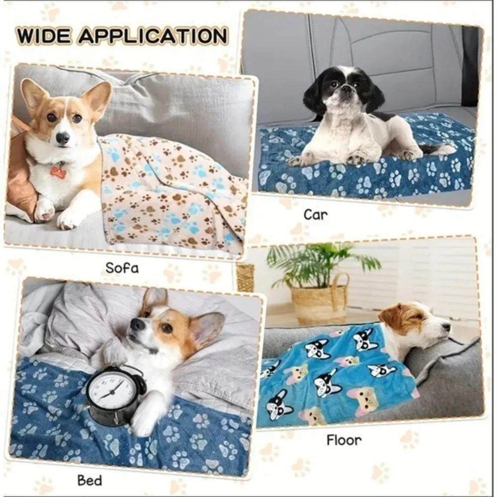 Warm & Soft Fluffy Fleece Flannel Pet Cat Dog Blanket Throw 43